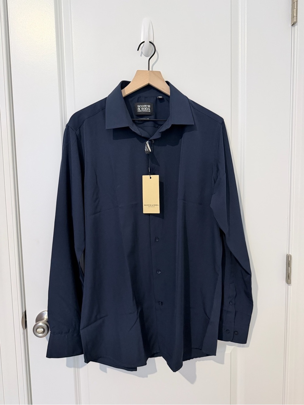 Scotch & Soda Men’s Dark Navy Long-Sleeve Dress Shirt